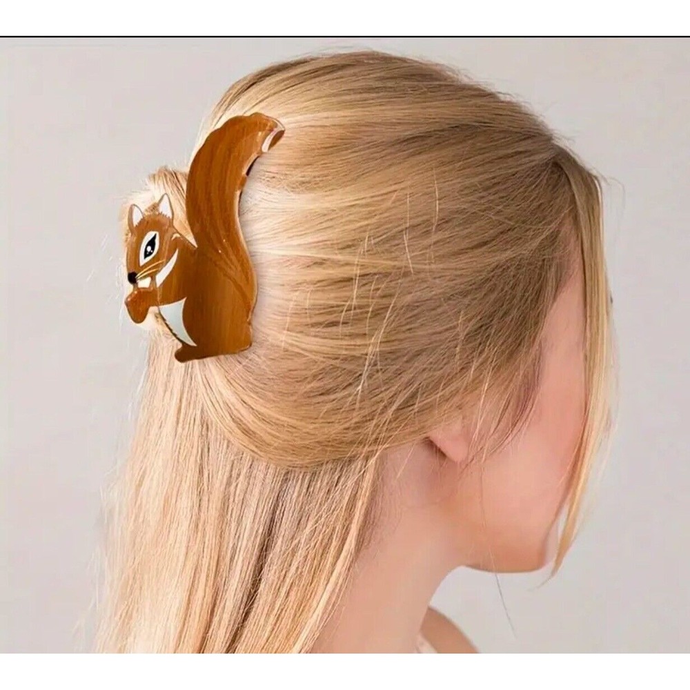 Squirrel Claw Clip Novelty Hair Accessory Acrylic Hair Clip Animal Gift NEW - Picture 2 of 6